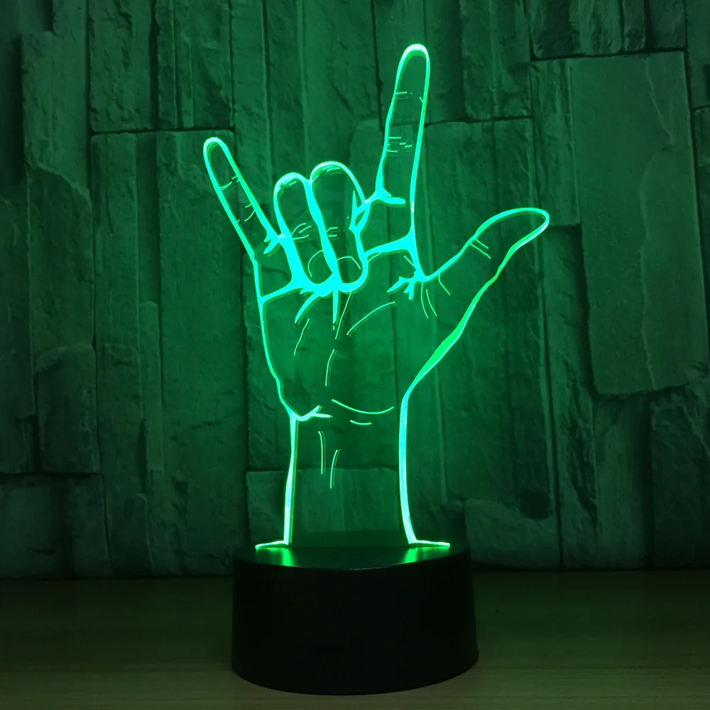 3D Optical Illusion I Love You Sign Language LED Hologram Night Light USB Operated Romantic Valentine\' Day Party Decoration