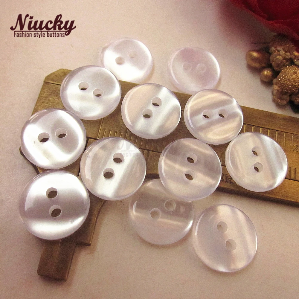Niucky 16L -20L 2 Holes High Quality Double Bread Resin Shirt Buttons for Clothing Basic Shirt Sweater Button Supplies R0101-026