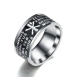 10MM The Hail Mary Scripture Bible Letters Vintage Stainless steel Ring for women and men