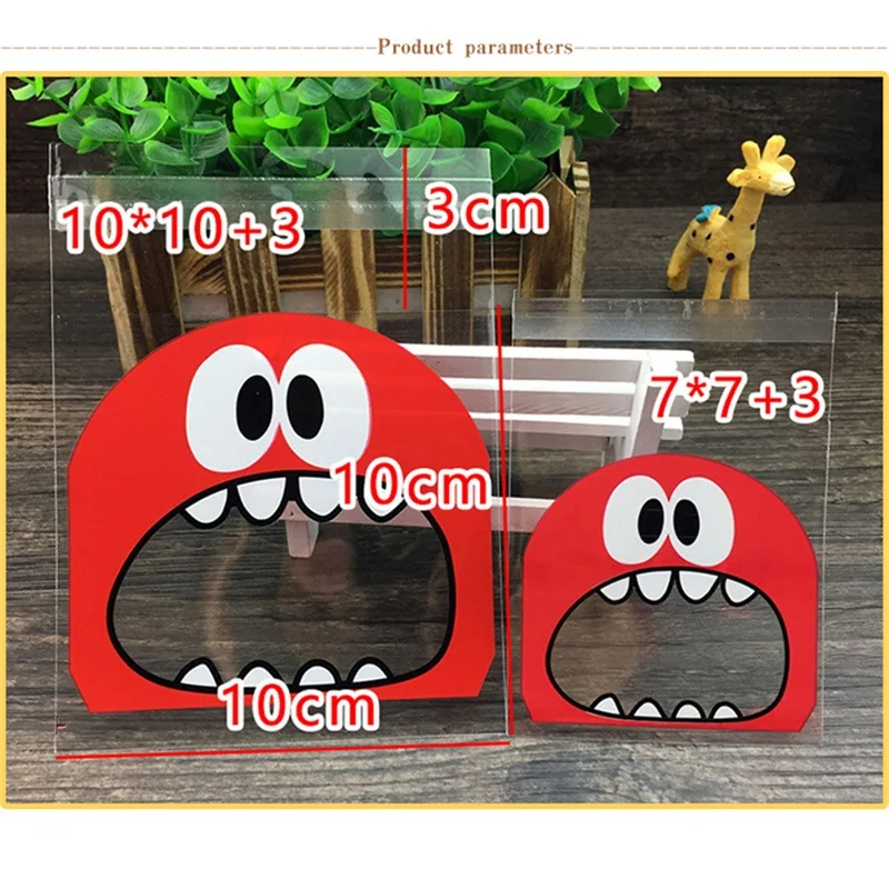 50pcs OPP Monster Plastic Bag Of Cute Big Teech Mouth Sharp Teeth For Wedding Cookie Candy Biscuits Snack Baking Package Bags