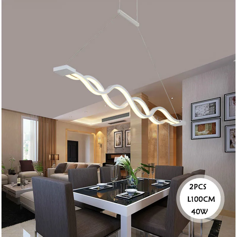 L110cm New Creative Modern LED Pendant Lights Wave Hanging Lamp Dining Room Living Room Pendant Light 110V 220V