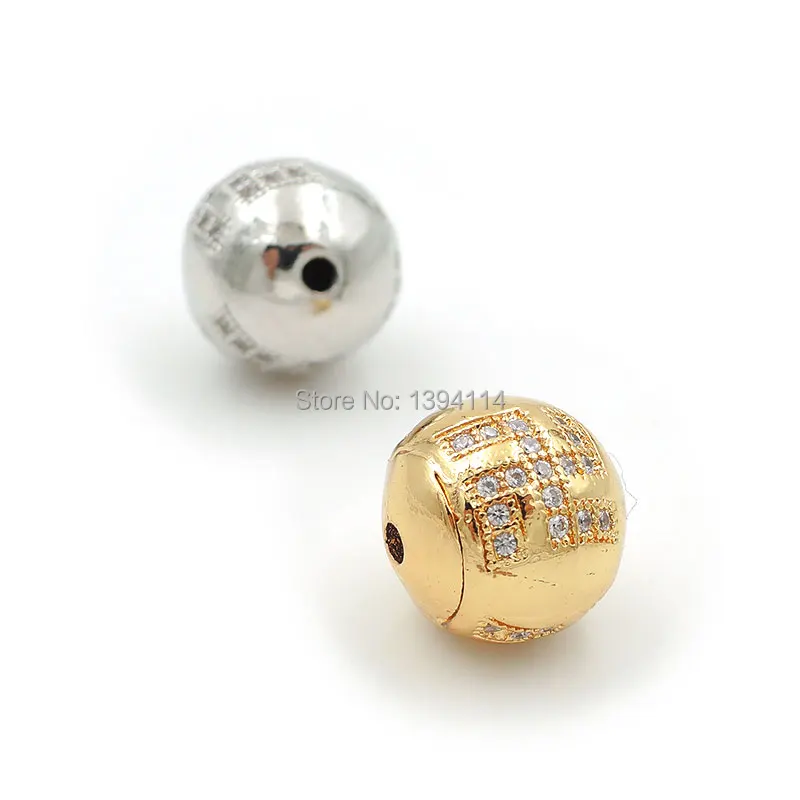 10*10*10mm Micro Pave Clear CZ Round Beads With Embedding Swastikas Fit For Making DIY Bracelets Or Necklaces Jewelry