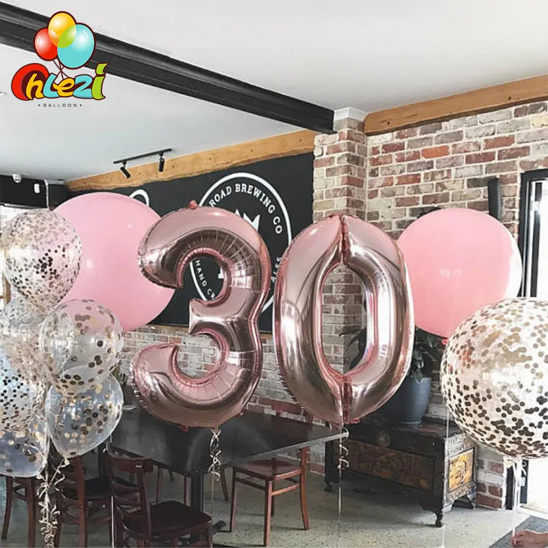 1pc 40 inch Pink Rose Gold Silver Foil Number Balloons Birthday Wedding Anniversary Party Decoration Black Red Helium Globos