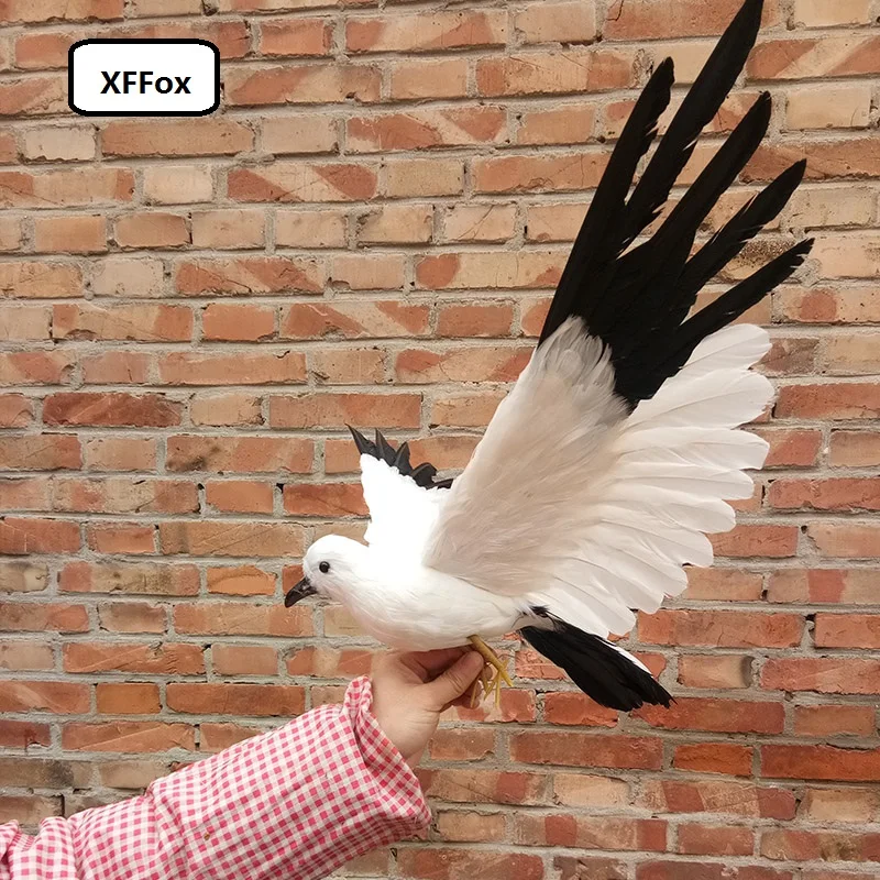 new real life Seagull model foam&feather black&white wings seagull bird about 30x50cm xf1019