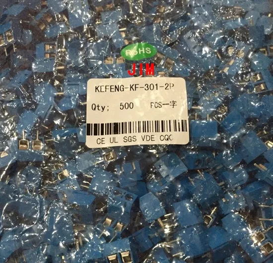 

FREE SHIPPING 500PCS KF301-2P KF301-5.0-2P KF301 "- "Screw 2Pin 5.0mm Straight Pin PCB Screw Terminal Block Connector