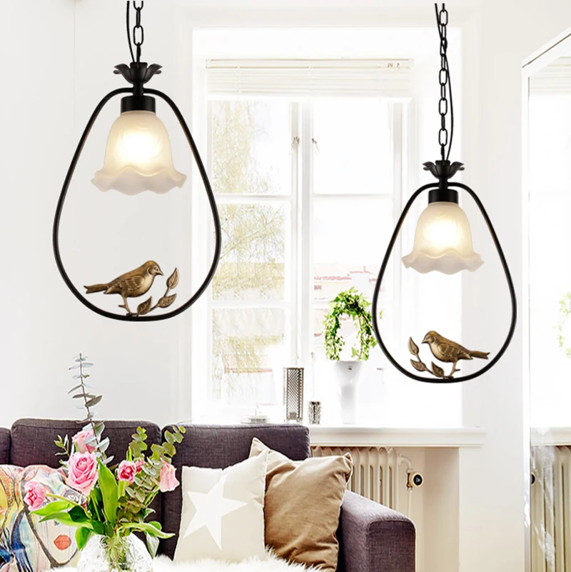 European style garden retro simple modern porch balcony bar ornaments bird pendant lights LO847