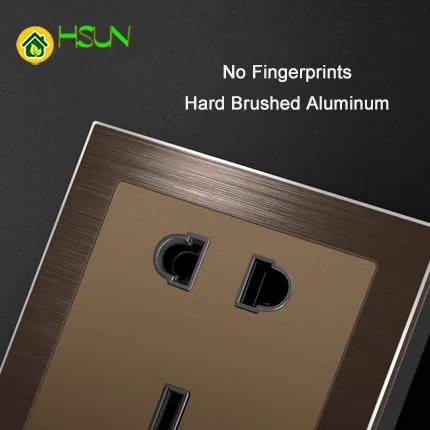86 type 1 2 3 4 gang 1 2 way Coffee aluminum alloy panel Switch socket Use round box  Industry Switch France Germany UK socket
