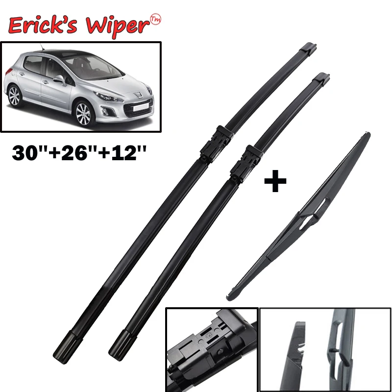 Erick's Wiper Front & Rear Wiper Blades Set For Peugeot 308 T7 Hatchback 2007 - 2013 Windshield Windscreen Window 30