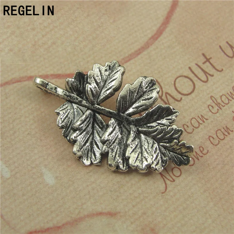 REGELIN Antique Bronze Maple leaf connection Charm Pendant 10pcs 20x31mm for Diy Necklace Jewelry Making Handmade Craft