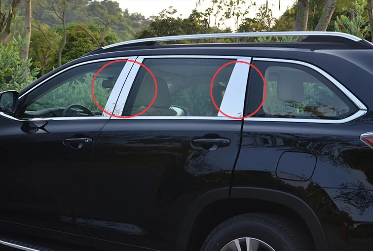 6PC stainless steel FOR TOYOTA Highlander 2015-2016 Window middle column decorate sticker