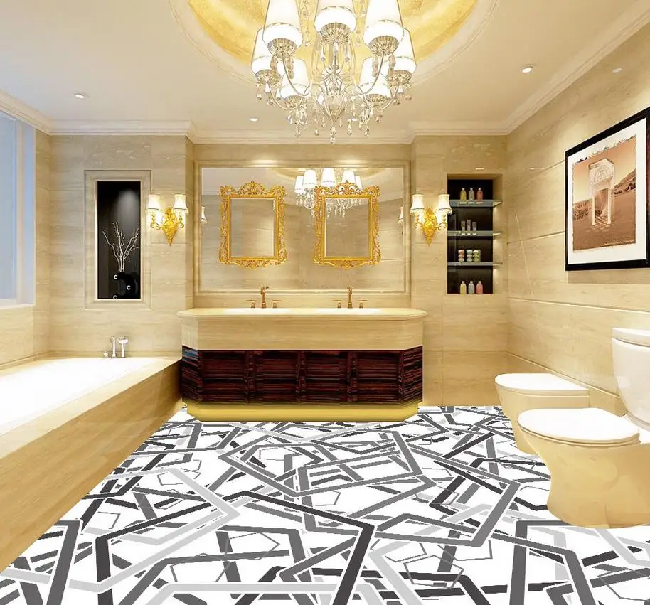 

Waterproof floor mural painting Living room bathroom floor abstract pattern self-adhesive 3D floor