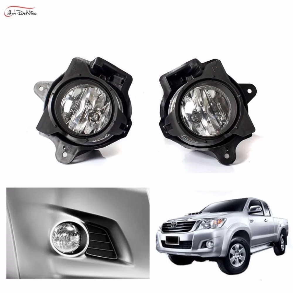 JanDeNing Car Fog Lights  For TOYOTA HILUX VIGO 2012- 2016 Clear Front Fog Lamp Cover Trim Replace Assembly kit black (one Pair)