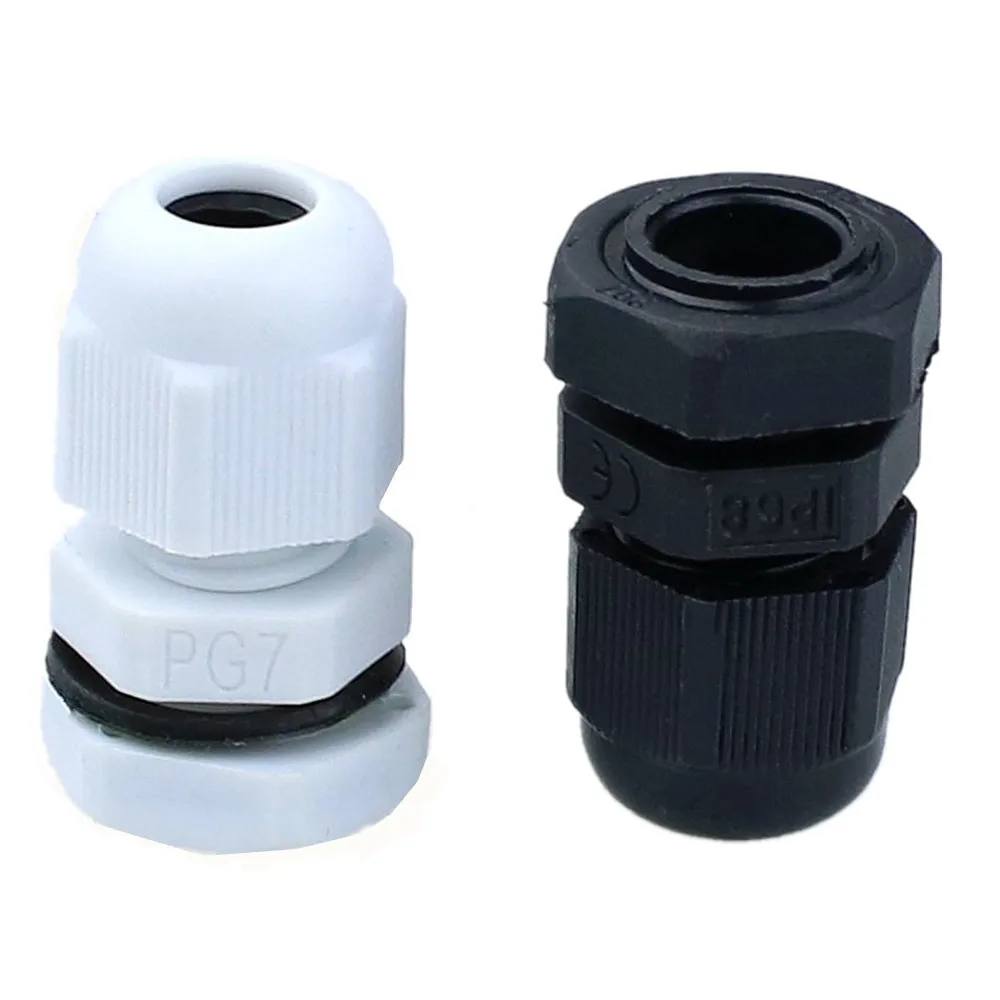 10PCS PG7 Cable Gland Connector  Waterproof Nylon Plastic for 3-6.5mm Cable CE high quality with rubber ring