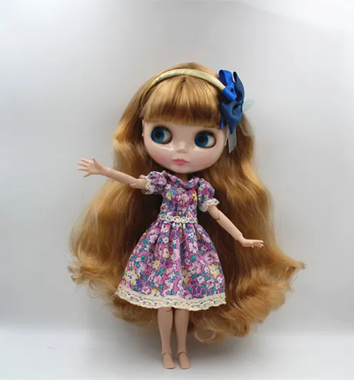 

Blygirl Blyth doll Brown bosom white hair 30cm joint body 19 joint DIY doll can change makeup