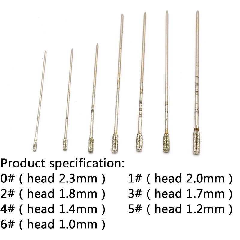 10 قطعة 1.0/1.2/1.4/1.7/1.8/2.0/2.3 مللي متر الماس المغلفة الحفر الصلبة بت ثقب إبرة اليشم حجر مجوهرات السيراميك الزجاج الطاقة أدوات
