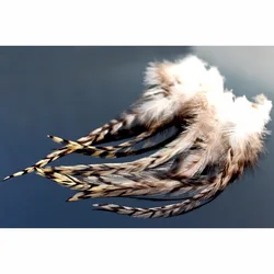 Tigofly 30 pcs Top Quality Natural White Black Barred Grizzly Rooster Hackles Streamer Fly Tying Hackle Feathers Materials