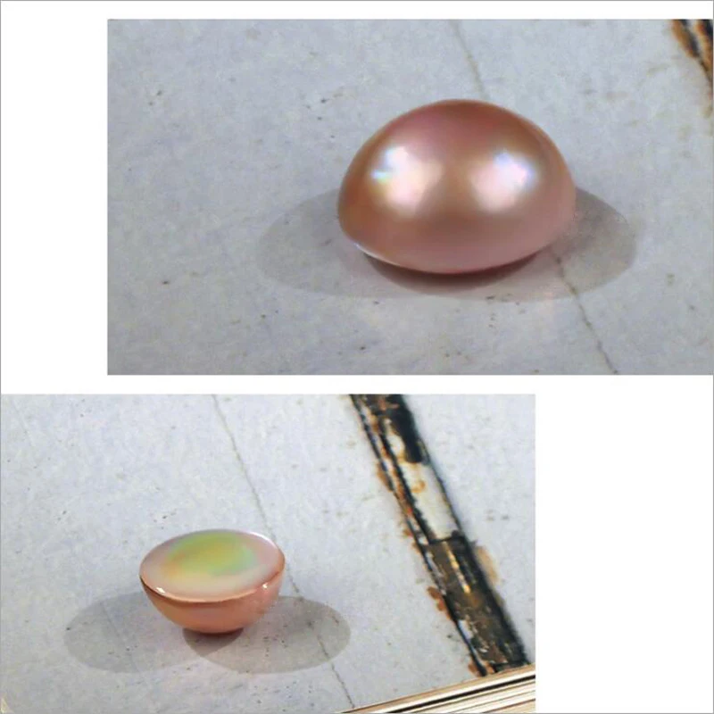 14-15mm AAA High Luster Pink Round Natural Sea Water Mabe Pearl