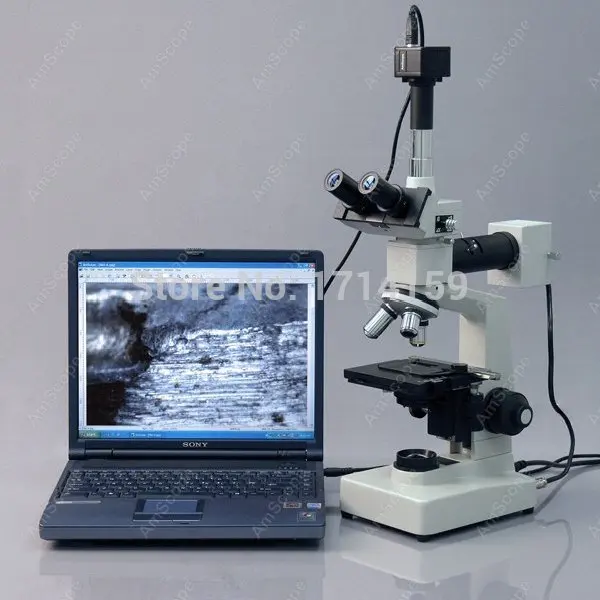 Two Light Metallurgical Microscope--AmScope Supplies 40X-2000X Two Light Metallurgical Microscope + 9MP Digital Camera