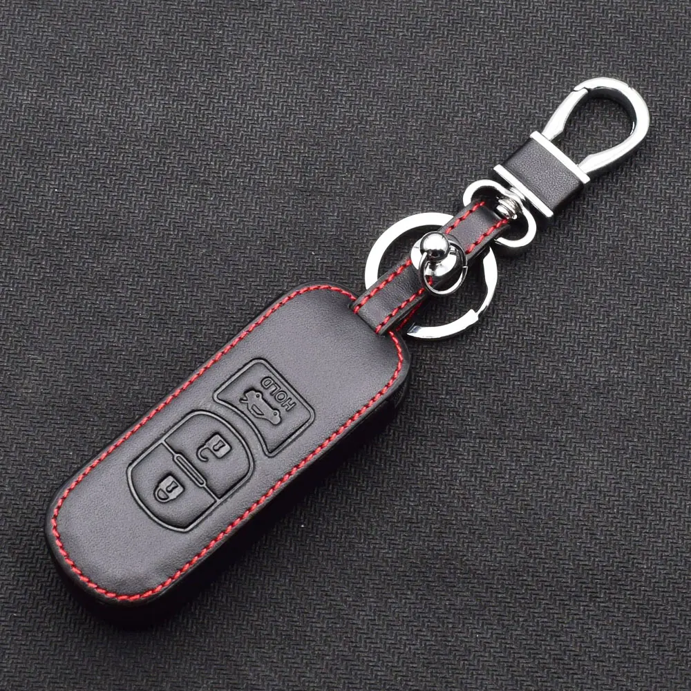 Leder Autoschlüsselhüllen für Mazda 2 3 5 6 CX5 CX7 CX9 Miata MX5 Axela Atenza Schlüsselanhänger Schutztasche Smart Remote Fobs Shell Cover – Detail 6