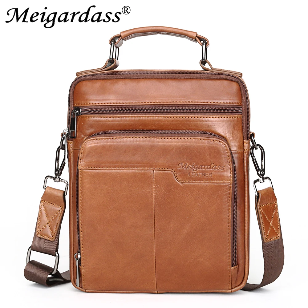 MEIGARDASS Genuine Leather Men Shoulder Bag Business male Travel Crossbody Messenger Bag Tablet Bag Tote Purse Men's Handbags