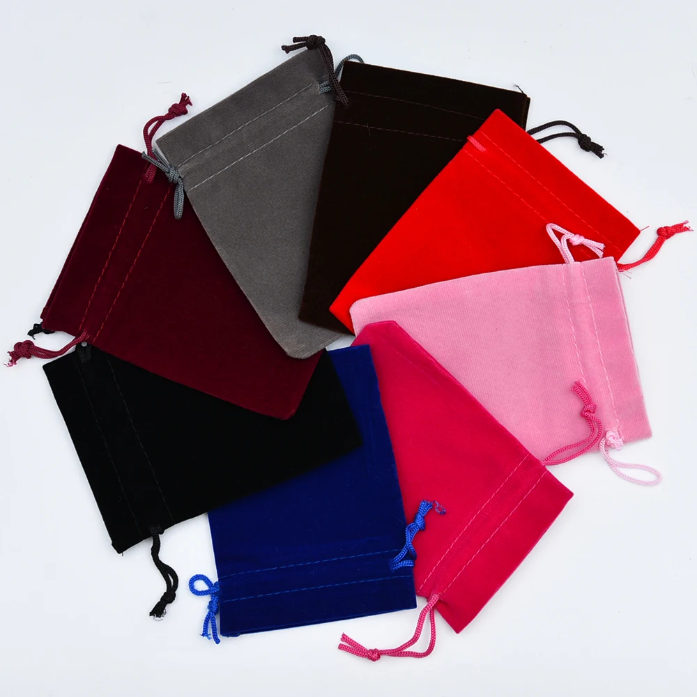 Wholesale Colorful Velvet Pouches 5x7cm/7x9cm/9x12cm Drawstring Jewelry Gift Packaging Bag Storage Bags For Home Office 500 pcs