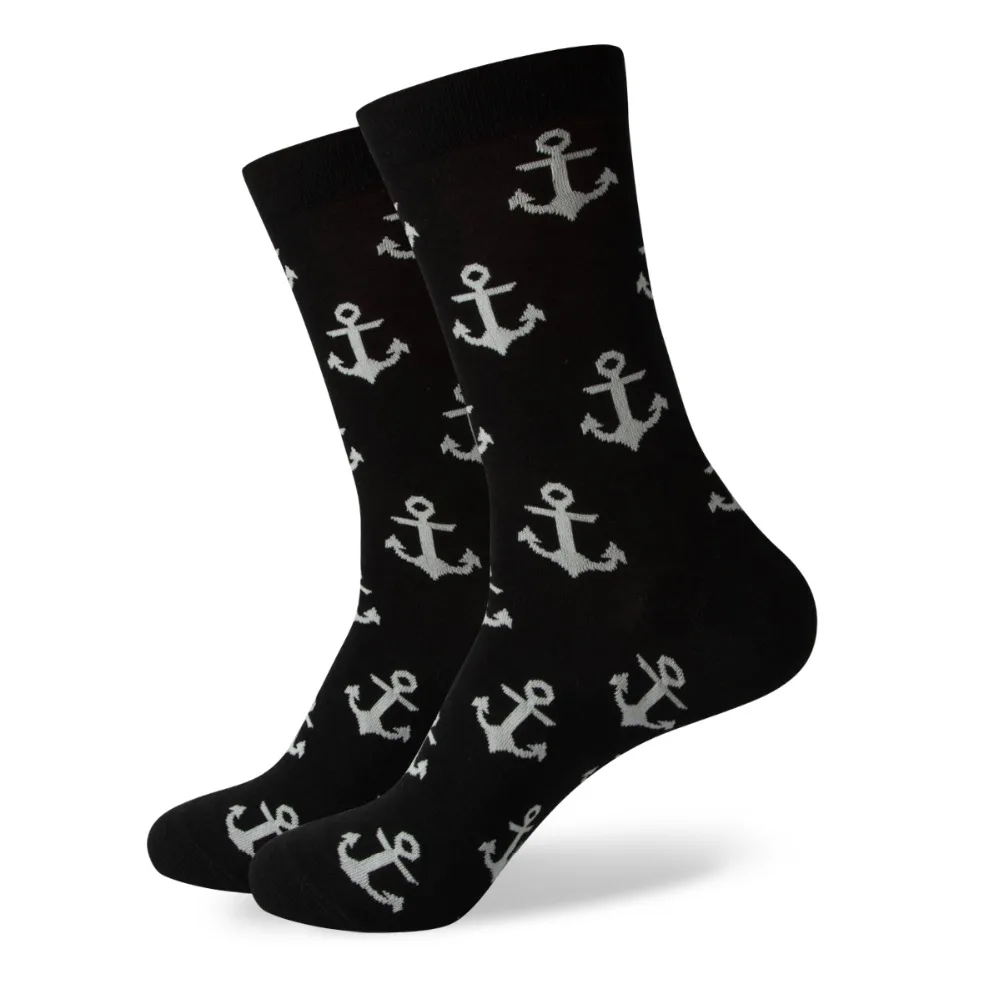 New style  men\'s combed cotton ANCHOR SOCKS Wedding socks Free shipping US size(7.5-12)