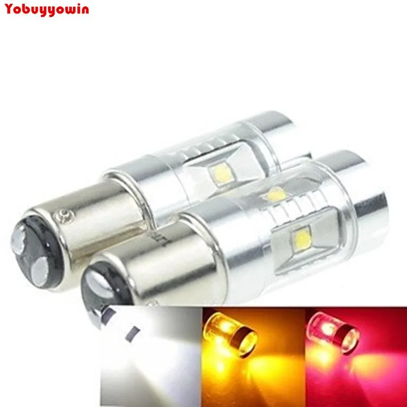 2Pcs BAY15D 1157 Ba15d G18 P21 30W 6xCREE Chips Cold White Yellow/amber Red 600LM for Car Brake Light Turn Singal Light DC12V