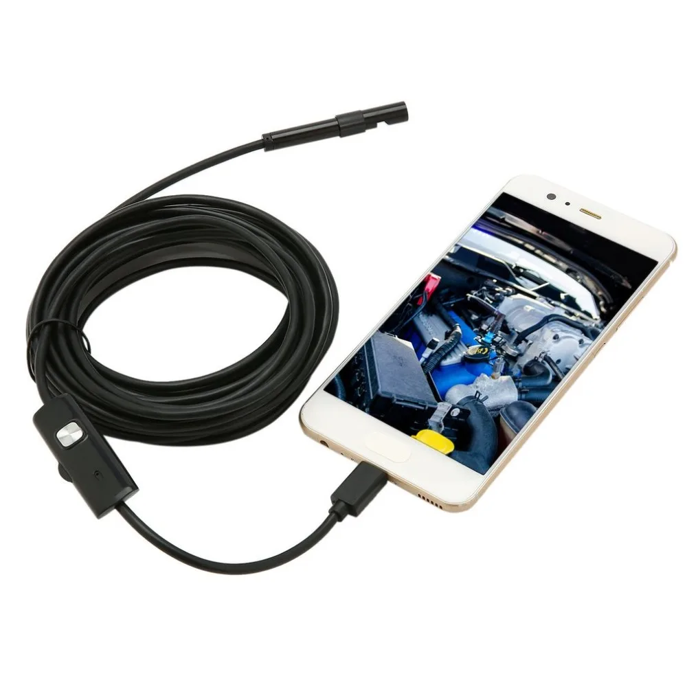 7mm Waterproof 1M/1.5M/2M/3.5M/5M Endoscope Lens Cable USB Inspection Borescope Camera For Android 640*480 Phones/1280*720 PC