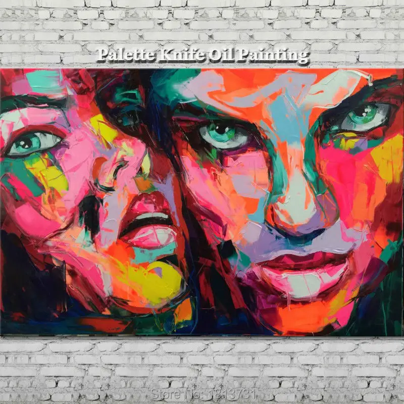 

Hand painted Francoise Nielly Palette knife portrait Face Oil painting Character figure canva wall Art picture 14-50