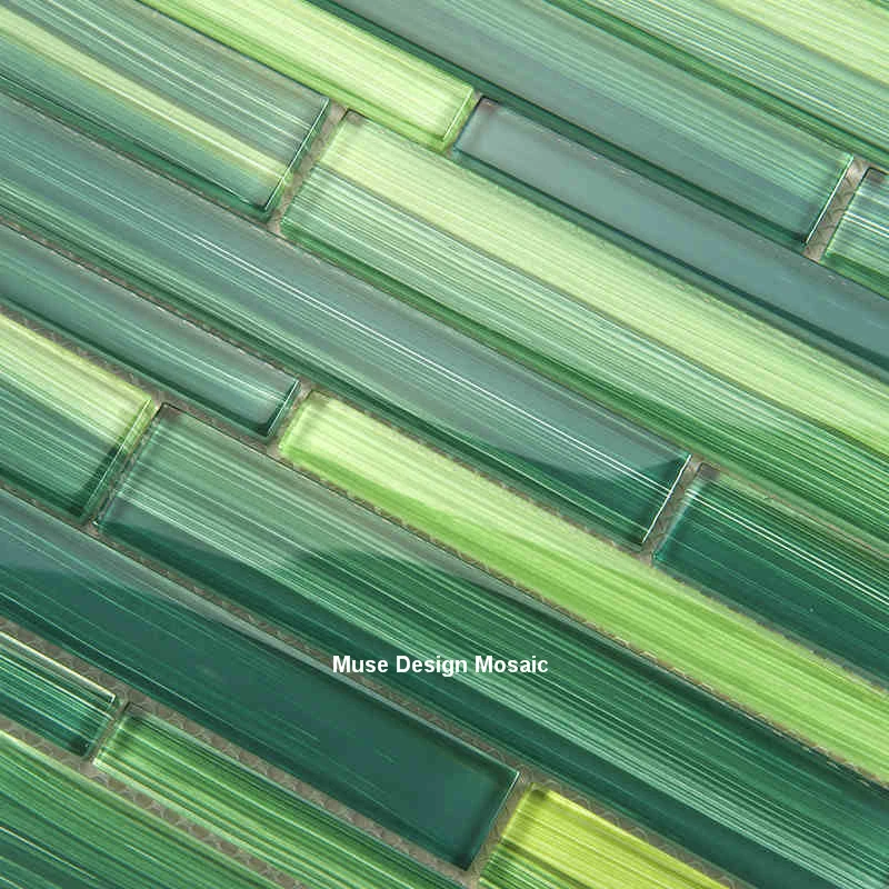 Green Bamboo Hand painted Crystal Glass Mosaic Tile wall tile bathroom TV background tile  wallpaper Kitchen Backsplash