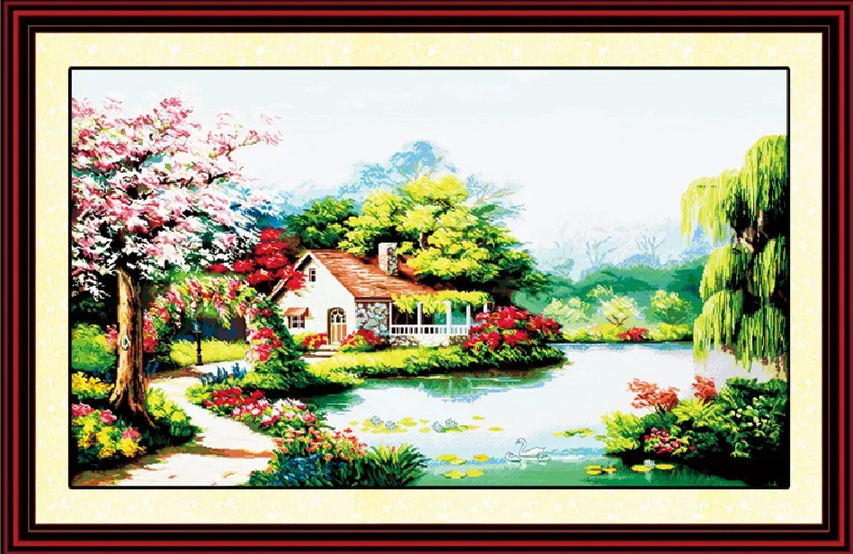 

Love plantation cross stitch kit spring season 18ct 14ct 11ct count printed canvas stitching embroidery DIY handmade needlework