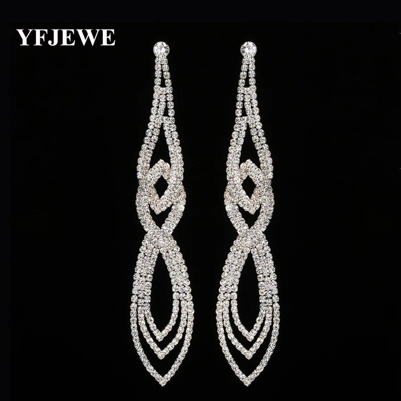 YFJEWE Classic Crystal Long Dangle Earrings Women Wedding Elegant Party Accessories Drop Earrings Jewelry Female E468