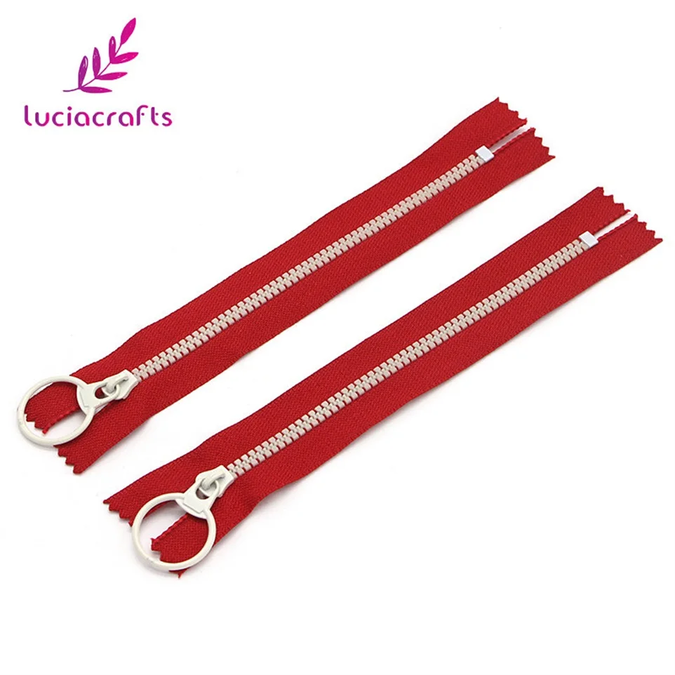 Lucia crafts 2pcs 15/20/30cm Close-End Resin Zippers Pull Ring Zipper Head DIY Sewing Handwork Bag Garment Accessory J0309