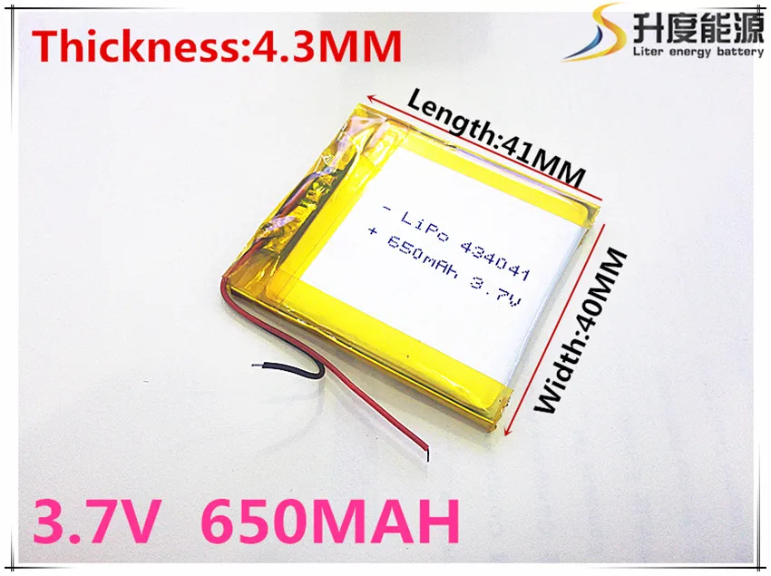 

3.7 V 434041 lithium-ion polymer battery 650 mah vehicle traveling data recorder LED speakers toys