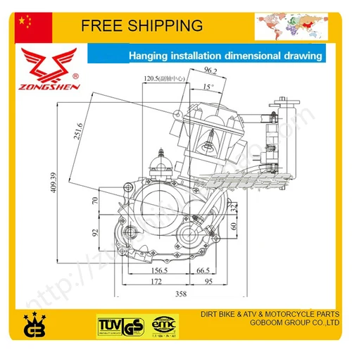 Imagen 2 del producto Zongshen 250cc CB250 motor refrigerado por agua 69mm ZS169MM 1 cilindro 4 tiempos suciedad todoterreno ATV quad bike kayo moto xmotos orion