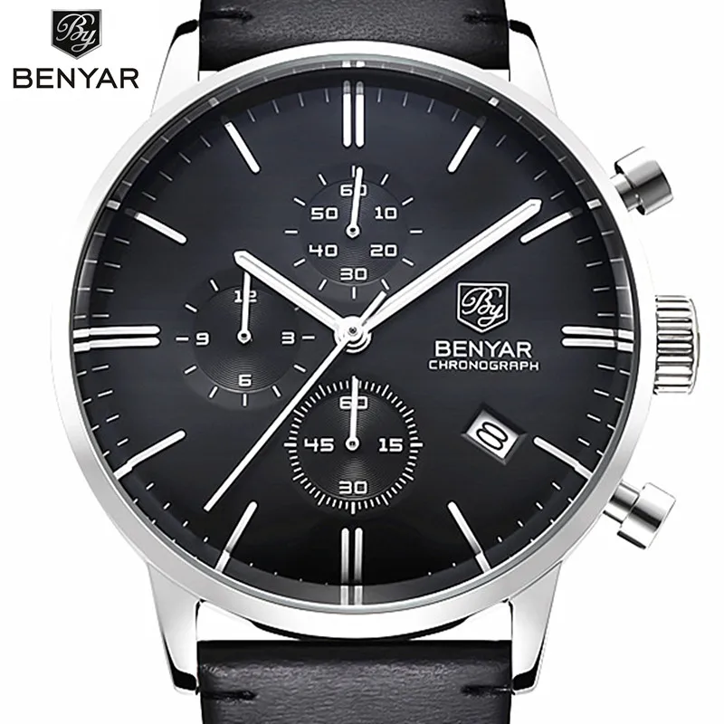 BENYAR 2022 Luxury Men Watch Waterproof Genuine Leather Fashion Casual Quartz Wristwatch Man\'s Business Watches Male Sport Clock