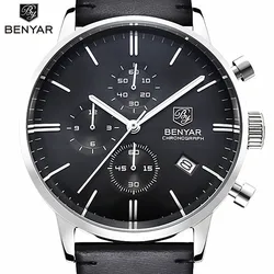 BENYAR 2022 Luxury Men Watch Waterproof Genuine Leather Fashion Casual Quartz Wristwatch Man's Business Watches Male Sport Clock