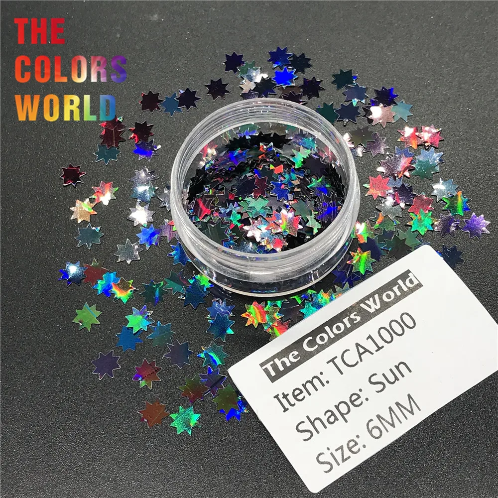 TCT-230 Hologram Sun Shape 6 Mm Kuku Glitter Dekorasi Nail Art Makeup Kuku Gel Wajah Glitter Pekerjaan Tangan Henna DIY Accessorie