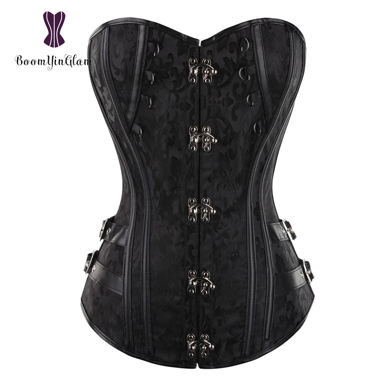 

Wholesale Black/Brown Color Body Shapewear Waist Trainer Retro Vintage Women Bustiers Steampunk Gothic Corset Size S-6XL 916#