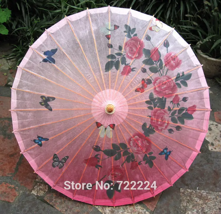 

Dia 84cm Handmade Chinese Classical Red Rose with butterfly Waterproof Parasol Decoration Gift Dance Props Oiled Paper Umbrella