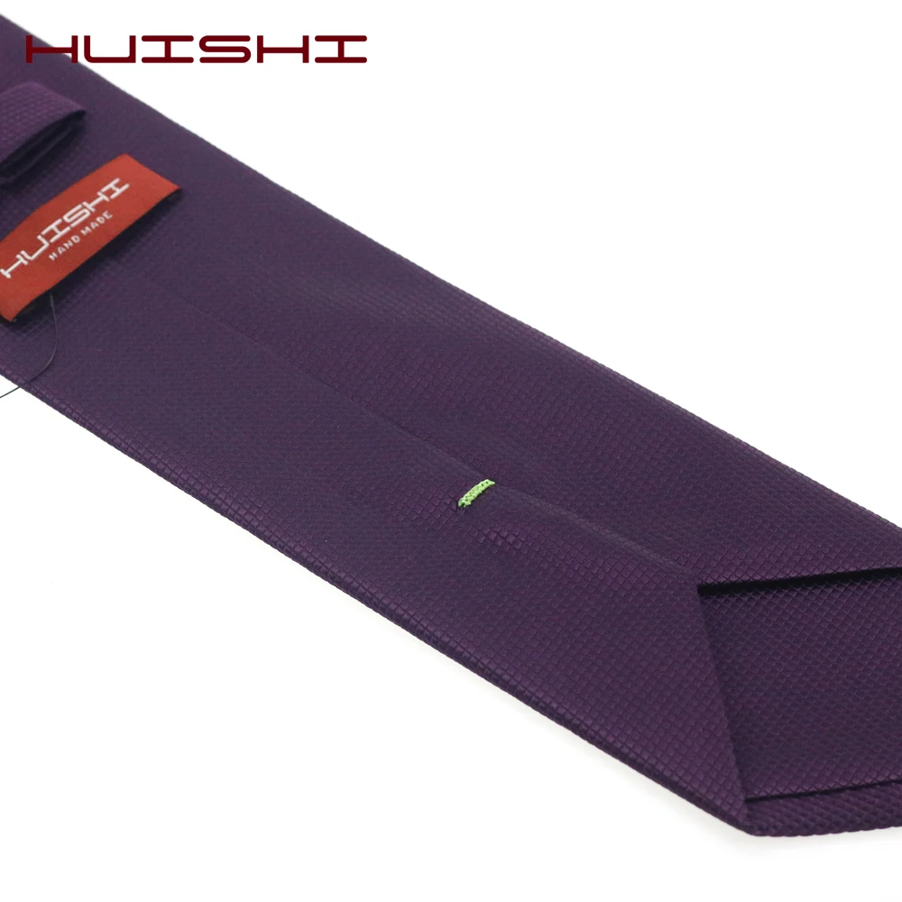 HUISHI – cravate étroite en Jacquard pour homme, couleur unie unie, violet foncé, cravate tissée, étanche, décontractée