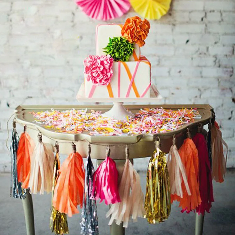 5 sheets/lot Tissue Paper Tassels DIY Garland Multi-use for Wedding Baby Shower Decoration Birthday Party Unicorn Party Supplies