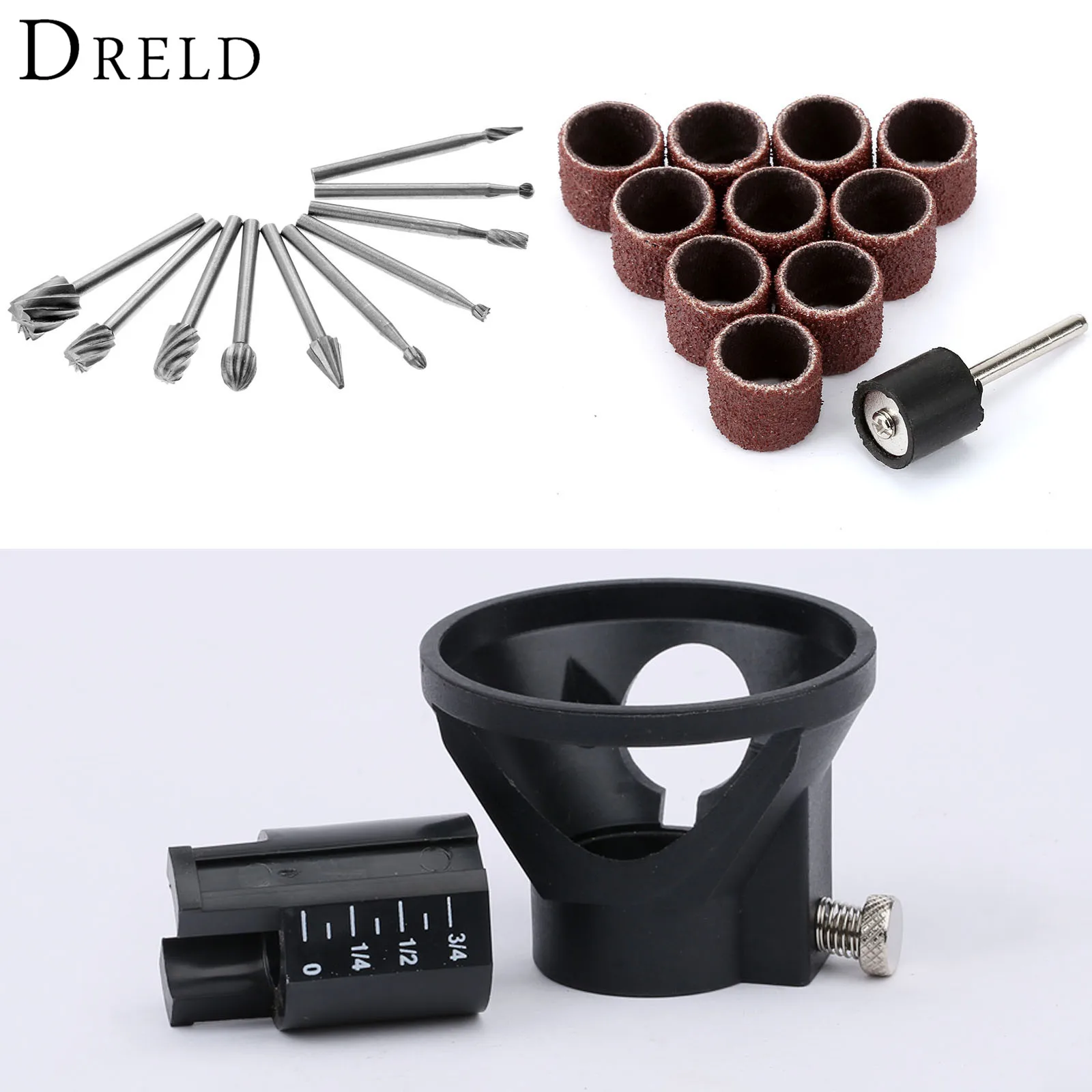 10 шт. шлифовальных Сверл из быстрорежущей стали, шлифовальные сверла + 10 шт. шлифовальных лент с оправкой + фотоэлемент для вращающегося инструмента Dremel