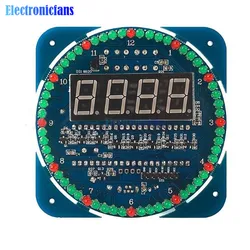 DIY DS1302 cyfrowy świetlówka LED wyświetlacz DS1302 obracanie doprowadziły zegar Alarm temperatury moduł Diy zestaw Mini USB 5V 3V dla Arduino