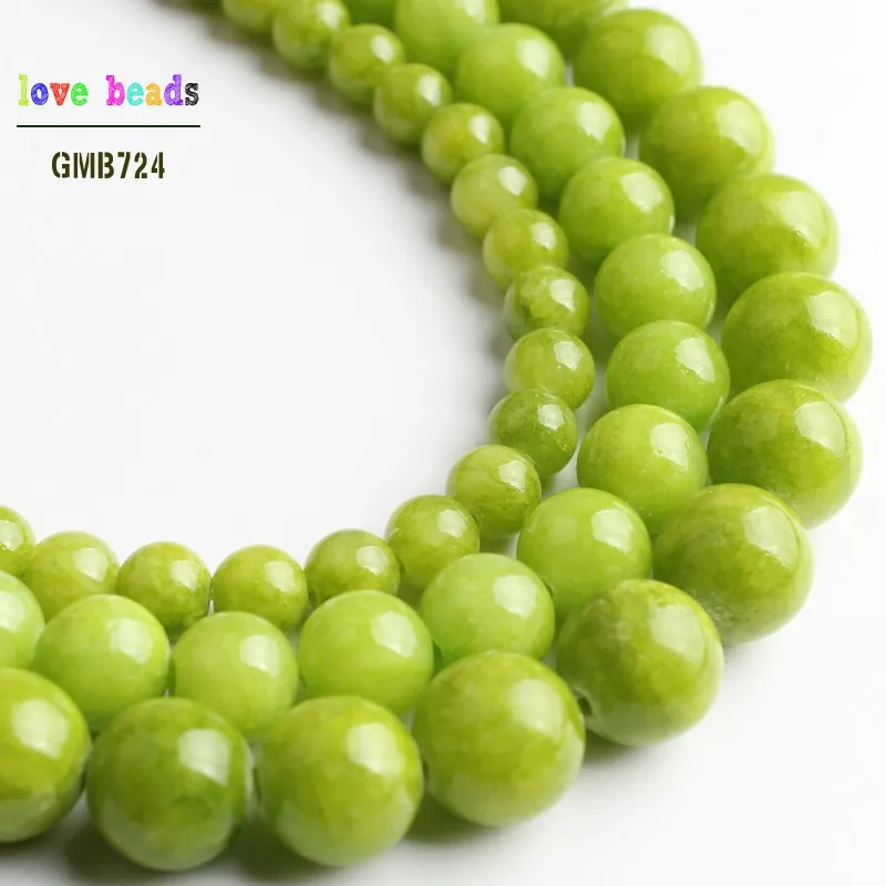 Lemon Green Stone Beads Jades Round Beads for Jewelry Making 15\'\' Strand DIY Bracelet Jewellery 6mm 8mm 10mm