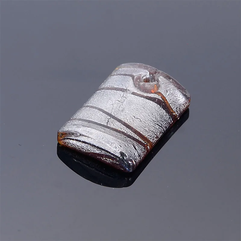 Fashion Flat Rectangle Lampwork Art Murano Glass Charm Pendant  Foil For Diy Girls Women Necklace Earring Making
