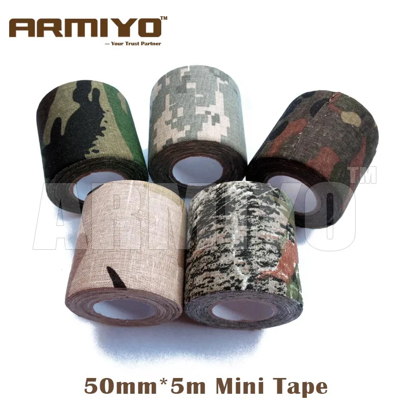 Armiyo Mini 50mm*5m Hunting Accessories Camouflage Tape Fabric Duct Waterproof Insulated Woodland Bionic CP ACU 4 Colors