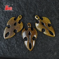 3PCS Handmade Carved Bone New Zealand Maori TOKI Fishhook Pendant Surfer Sport Style Brown Beads DIY Jewelry Accessory 44mmX24mm