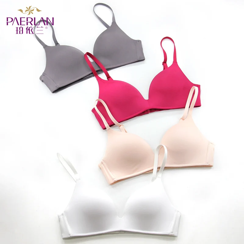 PAERLAN Fall Wire Free Push Up Sexy Thin Three Quarters 3/4 Cup Bra None Comfortable Seamless One-Piece Solid Women Underwear