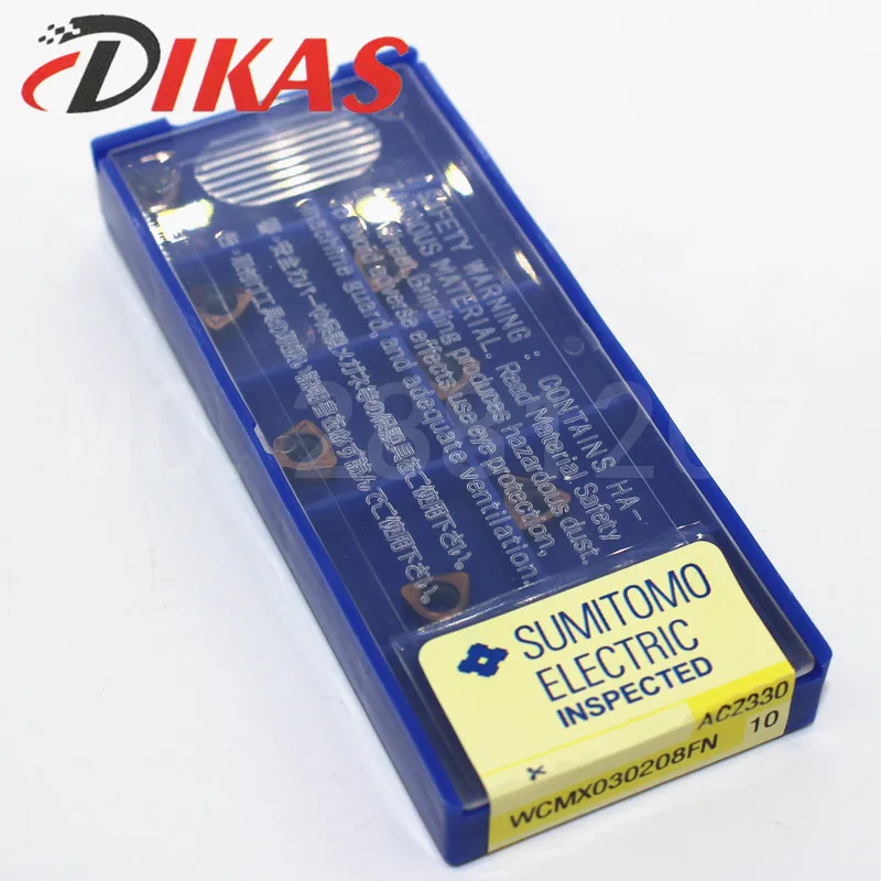 DIKAS-escariador de carburo, hoja de corte, inserto de taladro en U, 10 piezas WCMX030208 WCMX040208 WCMT050308 WCMT06T308 FN ACZ330